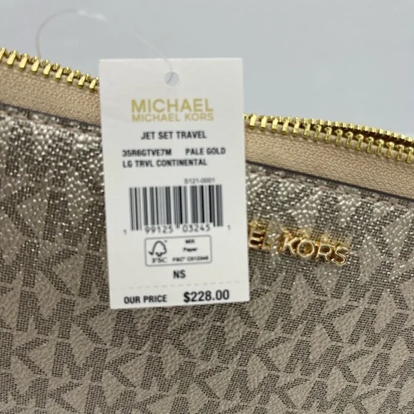 MICHAEL KORS Jet Set Large Metallic Signature Logo Continental Wallet Wristlet - Picture 3 of 16